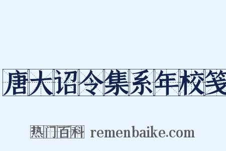 唐大诏令集系年校笺是什么意思的图片
